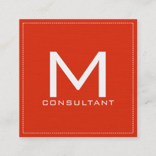 Berufliches Monogramm Elegant Modernes Rotes Orang Quadratische Visitenkarte