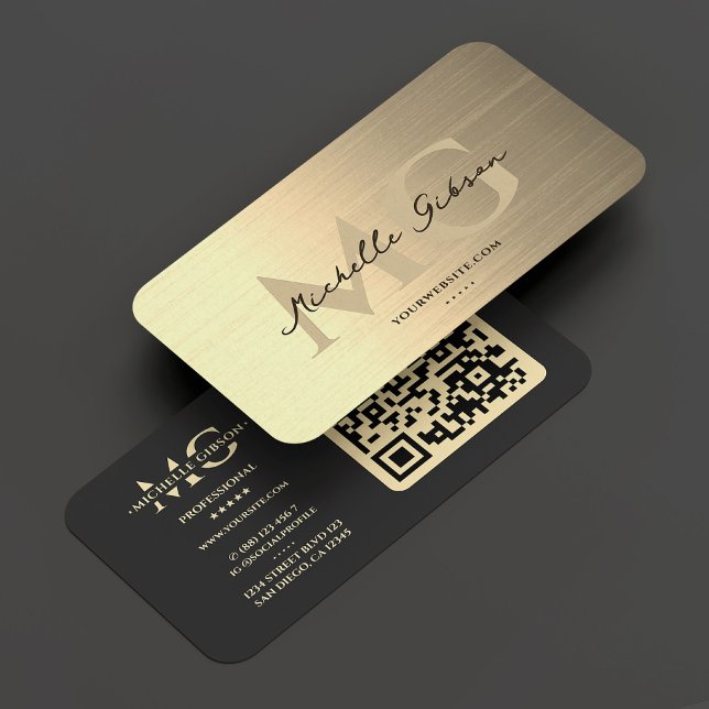 Berufliches Monogramm Elegantes Schwarzes Gold Mod Visitenkarte (Professional Monogram Elegant Black Gold Modern Business Card
)