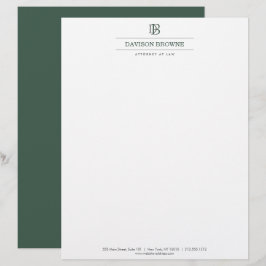Berufliches Monogramm grün auf Weiß Briefbogen