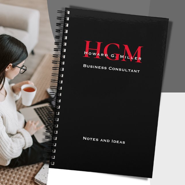 Berufliches Monogramm-Logo, rot und weiß Notizbuch (Von Creator hochgeladen)
