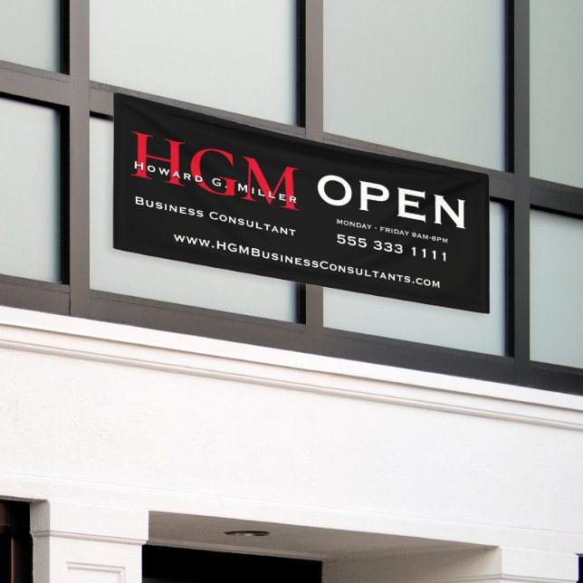 Berufliches Monogramm-Logo Schwarzweiß-Open-Busine Banner (Äußeres Gebäude)