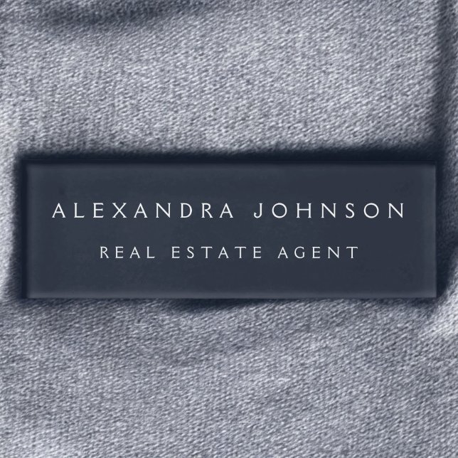 Berufliches Navy Blue Modern Business Namenschild (Von Creator hochgeladen)