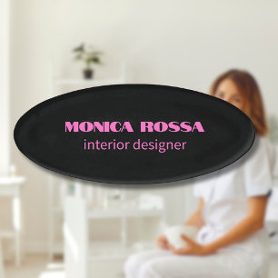 Berufliches Neonrosa Schwarz Namenschild