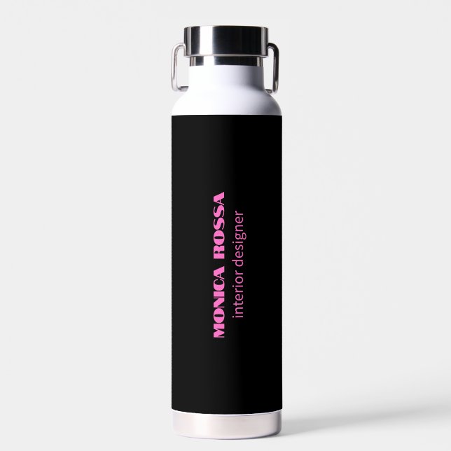 Berufliches Neonrosa Schwarz Trinkflasche (Vorne)