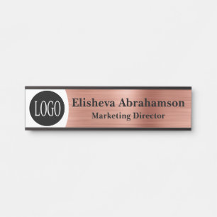 Berufliches Office-Türsignatur - Rose-Gold-Logo Türschild