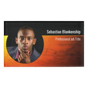 Berufliches Orange Art Custom Foto Namenschild