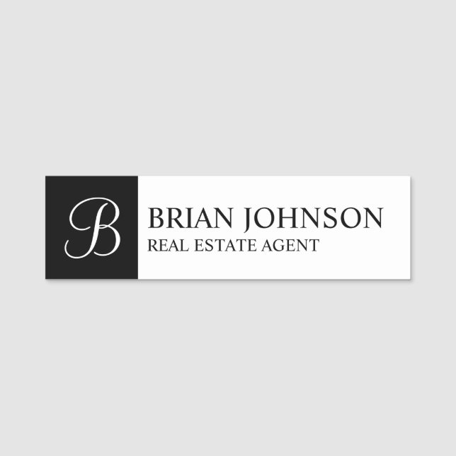 Berufliches Personalisiertes Monogramm und Name-Ta Namensschild (Vorderseite)