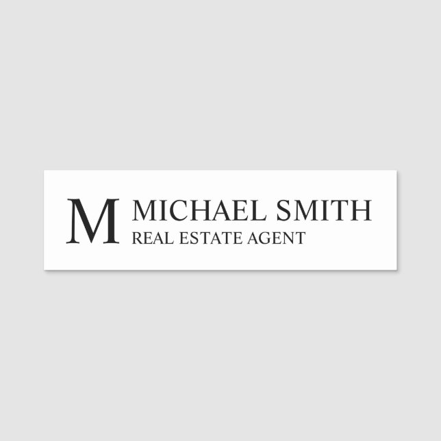 Berufliches Personalisiertes Monogramm und Name-Ta Namensschild (Vorderseite)