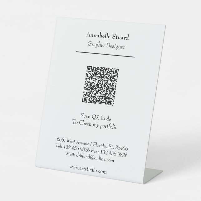 Berufliches Portfolio Personalisiert Moderner QR-C Sockelschild (Vorderseite)