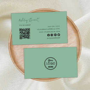 Berufliches Qr-Code-Logo Modern trendy grün Visitenkarte