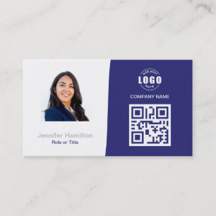 Berufliches QRCode-Foto Blau grau Visitenkarte
