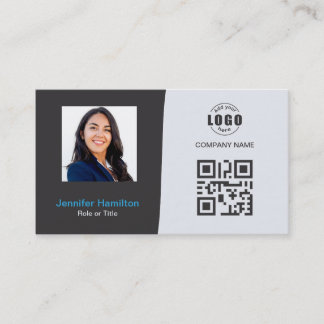Berufliches QRCode-Foto Grau Blau Visitenkarte