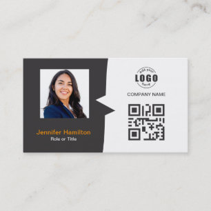 Berufliches QRCode-Foto Grau Orange Visitenkarte