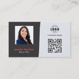 Berufliches QRCode-Foto Grau Red Visitenkarte