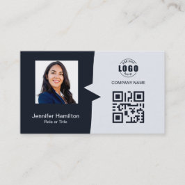 Berufliches QRCode-Foto Navy Blue Visitenkarte