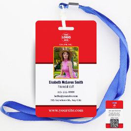 Berufliches Red Security-Abzeichen: Foto und Unter Ausweis