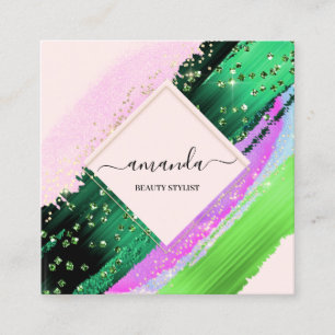 Berufliches Schönheitsmakeup-Logo Lila rosa Quadratische Visitenkarte