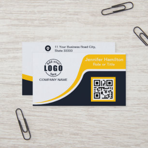 Berufliches Schwarz-Gelb-Logo hinzufügen QR-Code B Visitenkarte