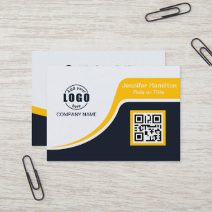 Berufliches Schwarz-Gelb-Logo hinzufügen QR-Code B Visitenkarte