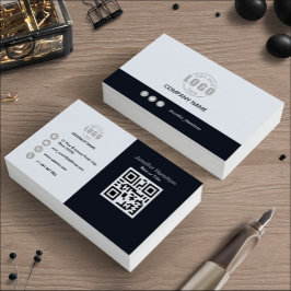 Berufliches Schwarz-Grau-Logo hinzufügen QR-Code Visitenkarte
