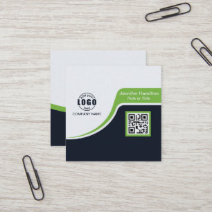 Berufliches Schwarz Grün hinzufügen QR-Code-Bus fü Quadratische Visitenkarte