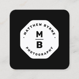 Berufliches Schwarz-Monogramm-Fotograf-Emblem B Quadratische Visitenkarte
