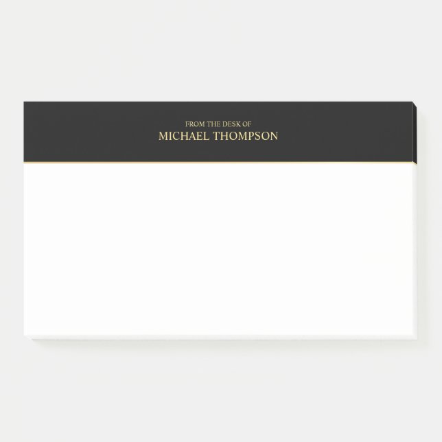 Berufliches Schwarz und Gold Post-it Klebezettel (Vorderseite)