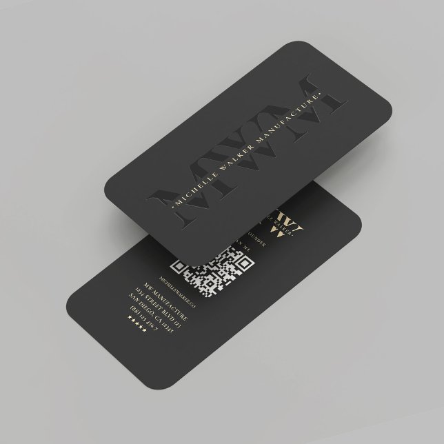 Berufliches Schwarz Visitenkarte (Modern Company Monogram Name Initials Professional Marketing Black Gold Business Card
)
