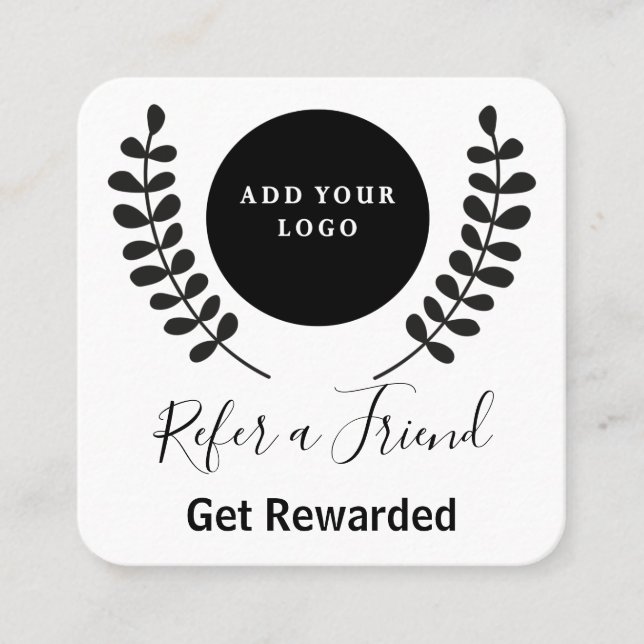 Berufliches Schwarz-Weiß-Logo Empfehlungskarte (Vorderseite)