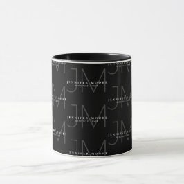 Berufliches Schwarz-Weiß-Monogramm-Muster Tasse