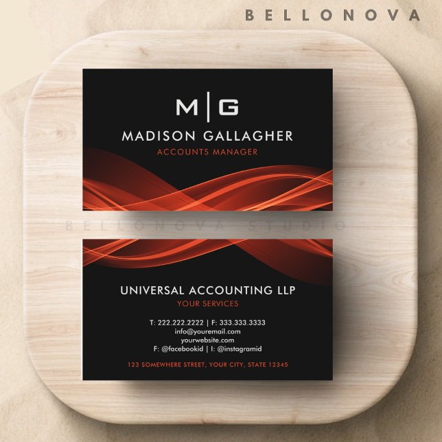 Berufliches Schwarz-Weiß-Rot Visitenkarte (Custom Black And White Red Professional Business Card)