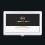 Berufliches Schwarz-weißes Gold-Logo Visitenkarten Dose<br><div class="desc">Berufliches Schwarz-Weiß-Design,  minimales Schwarz-Weiß-Design mit goldenen Akzenten. Das eigenständige Logo kann durch Ihr eigenes ersetzt werden. Wenn Sie Hilfe benötigen,  schreiben Sie mir bitte auf Zazzle. Wir bieten kostenlose individuelle Designs für jedes Produkt auf Zazzle,  einschließlich Logos.</div>