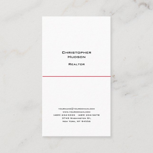 Berufliches Schwarz-weißes Schlichtes Anwesen Visitenkarte (Vorderseite)