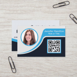 Berufliches Schwarzes Blau Fügen Sie Ihrem Logo QR Visitenkarte