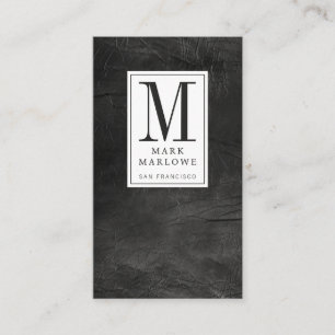 Berufliches schwarzes Leder mit Monogramm Visitenkarte