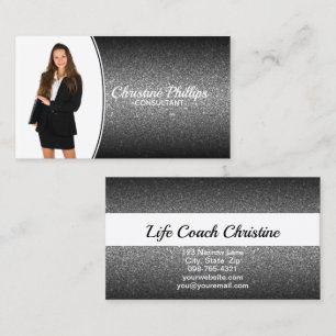 Berufliches Schwarzes Ombre Glitzer Benutzerdefini Visitenkarte