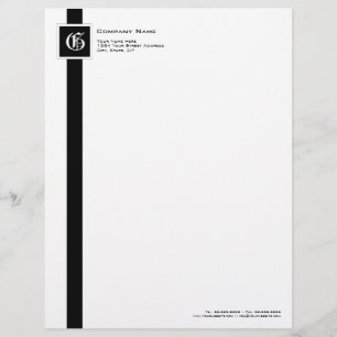 Berufliches schwarzes u. weißes Streifen-Monogramm Briefbogen