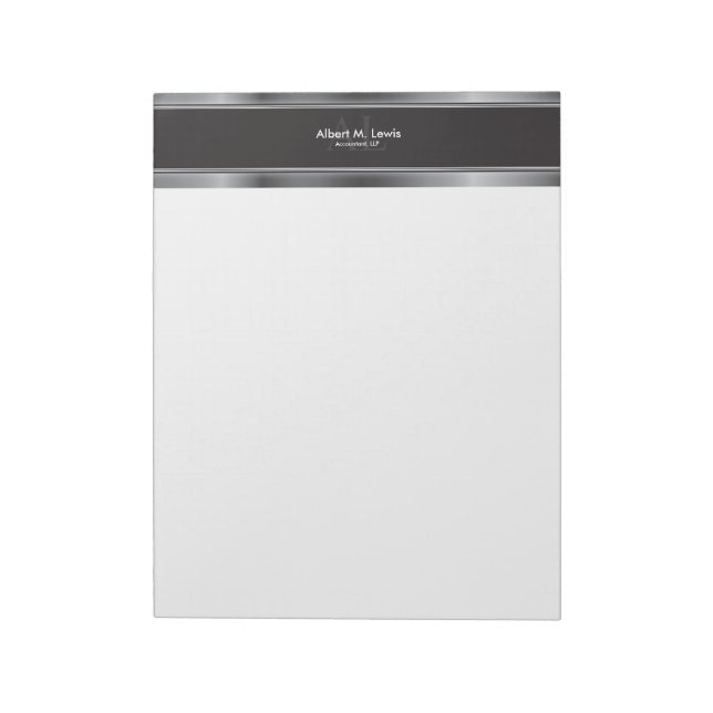 Berufliches Silbermetall-Monogramm-Notizpapier Notizblock (Rotiert)