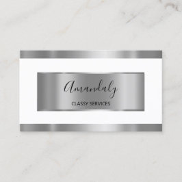 Berufliches Silver Gray Gerahmt Elegant Weiß Visitenkarte