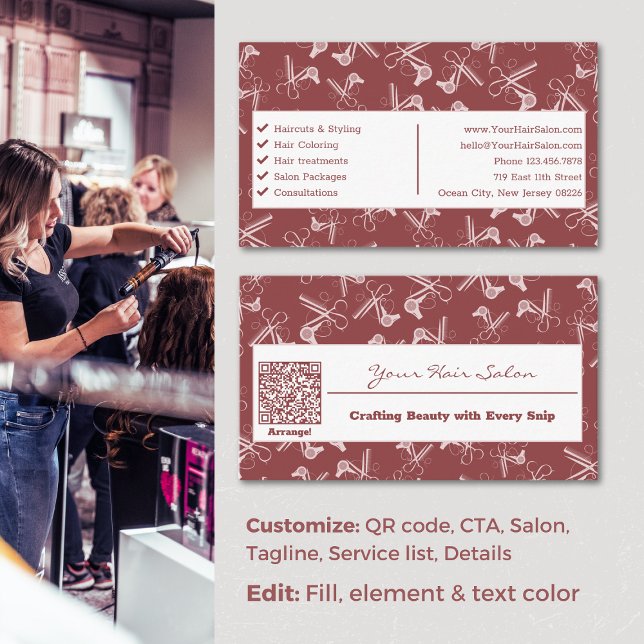 Berufliches Smoky Topaz & Pink Haar Salon Visitenkarte (Professional Smoky Topaz & Pink Hair Salon Business Card)