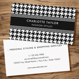 Berufliches stilvolles Hahnentrittmuster Schwarz-w Visitenkarte