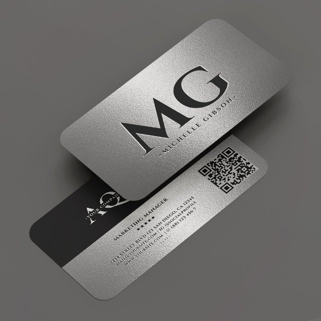 Berufliches Unternehmen Silver Monogram Modern Visitenkarte (Professional Company Silver Monogram Modern Business Card
)