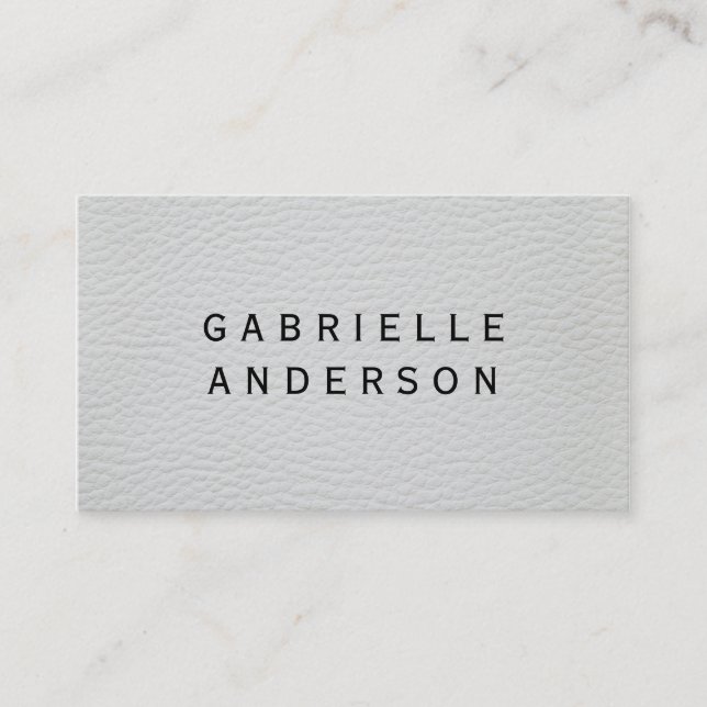 Berufliches weißes Leder mit feinem Text Visitenkarte (Vorderseite)