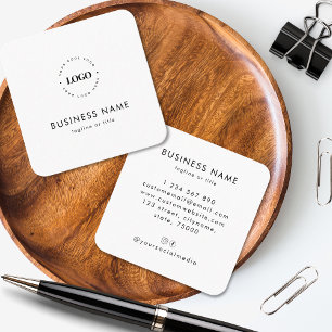 Berufliches White Minimalistisch Custom Logo Quadratische Visitenkarte