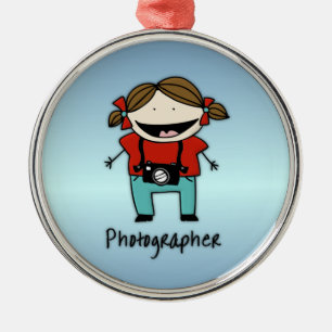 Berufs-Fotograf-Frau Silbernes Ornament