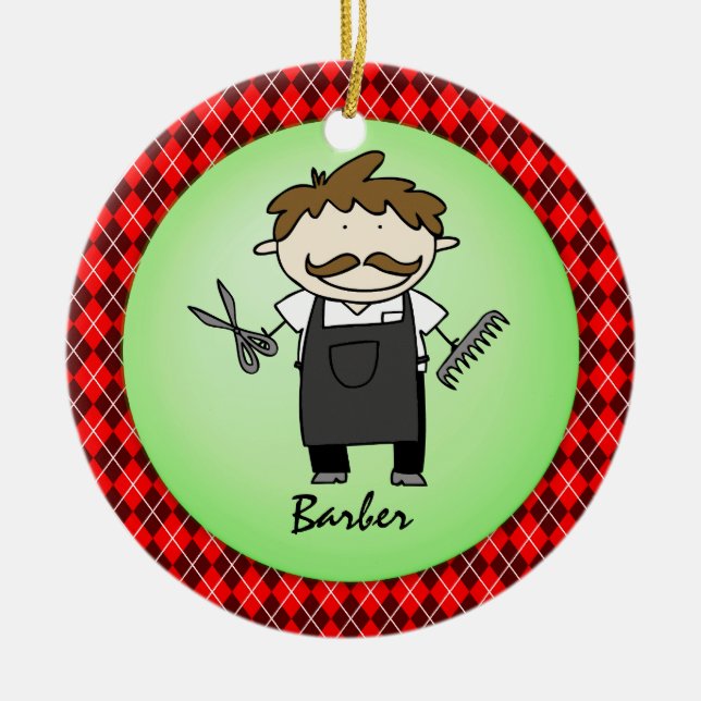Berufs-Friseur-Weihnachten personalisiert Keramik Ornament (Vorne)