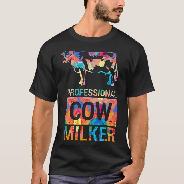 Berufsmilchbauernhofbauer Kuh W Malerei T-Shirt (Vorderseite)