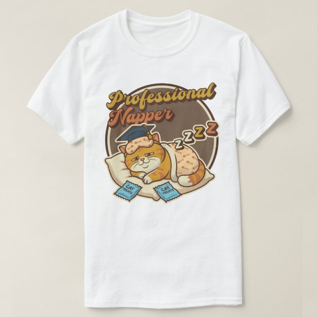 Berufsschläfer, Katze T-Shirt (Design vorne)