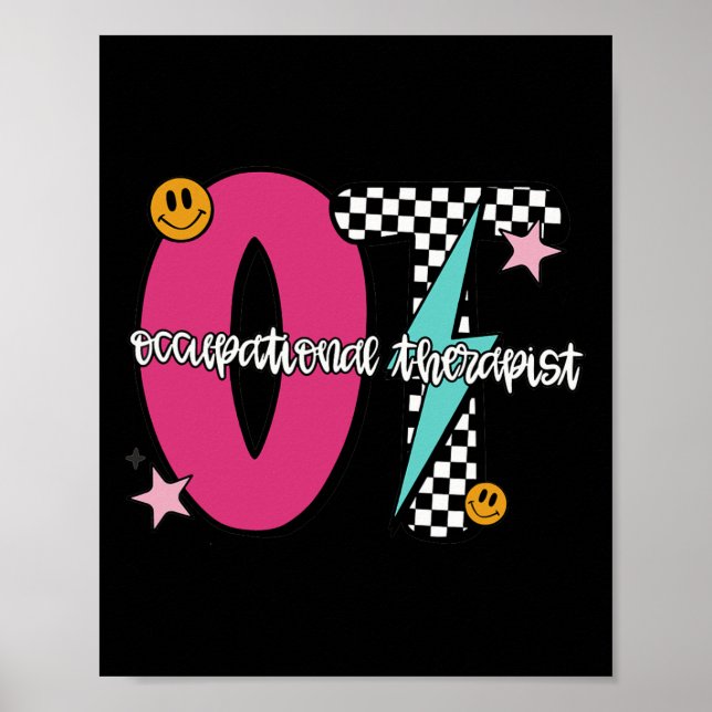 Berufstherapeut Retro Kariert Ot Abschluss Poster (Vorne)
