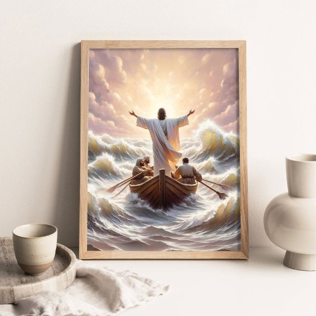 Beruhige den Sturm, Christliche Kunst, Friede sei  Poster (Von Creator hochgeladen)